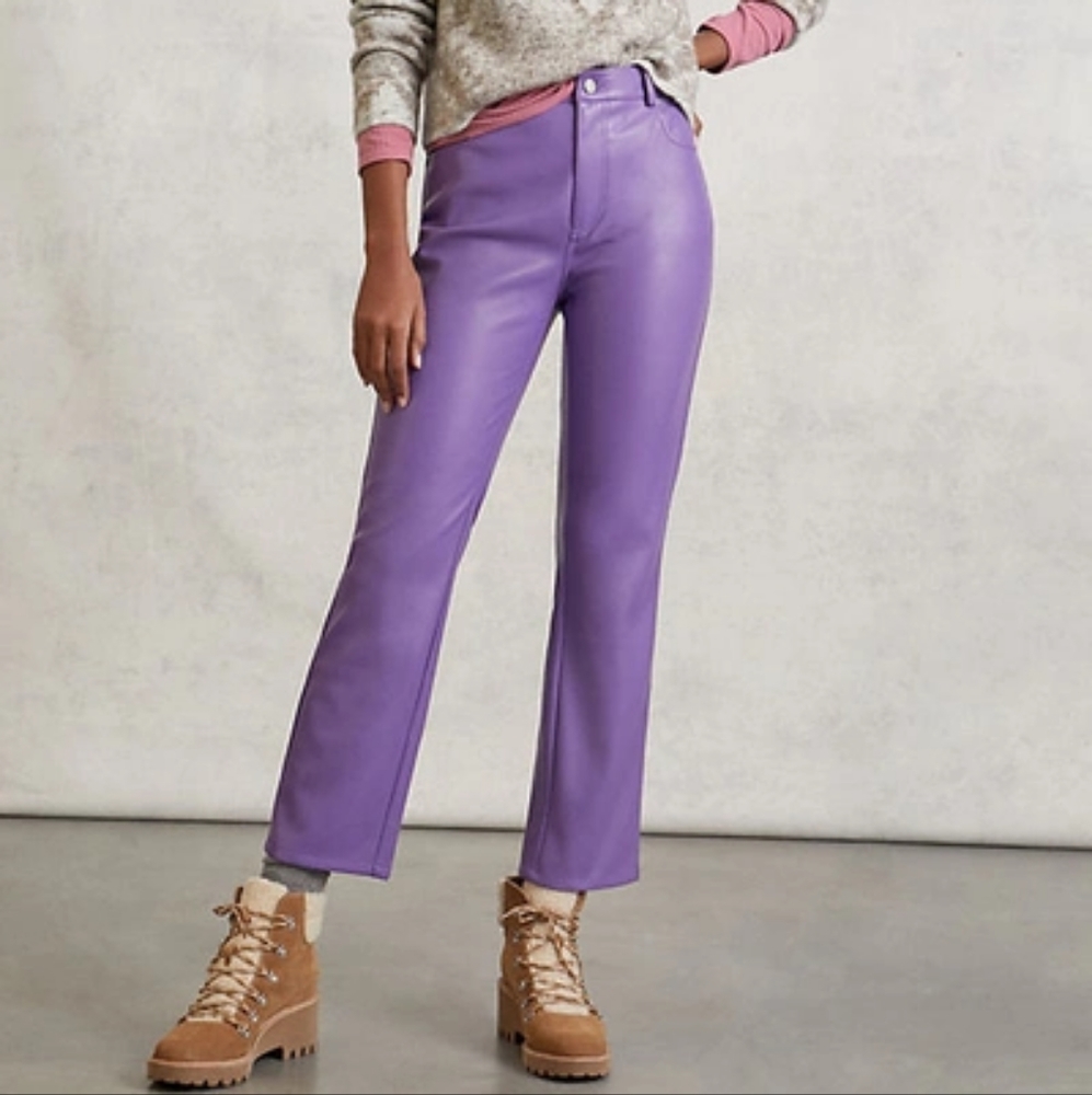 Anthropologie Avec Les Filles Purple Faux Leather Lettie Pants Size 4